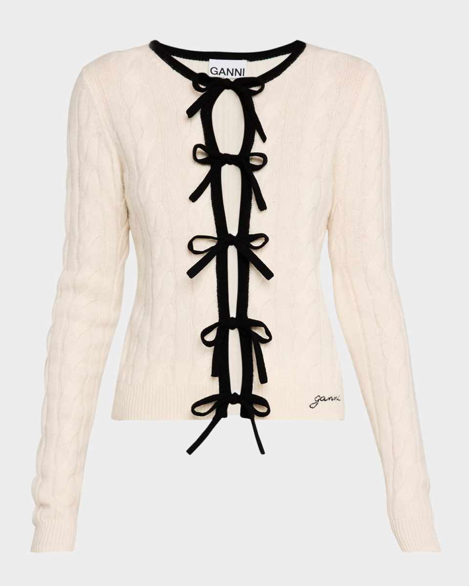 Cashmere Mix Tie-Front Cardigan